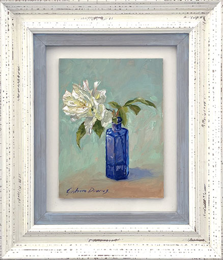 Graham Downs nz landscape art, white flower, oil on canvas
